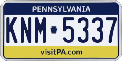 PA license plate KNM5337