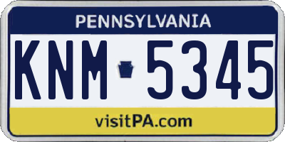 PA license plate KNM5345