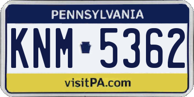 PA license plate KNM5362