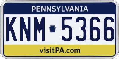 PA license plate KNM5366