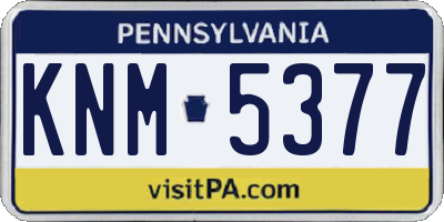 PA license plate KNM5377
