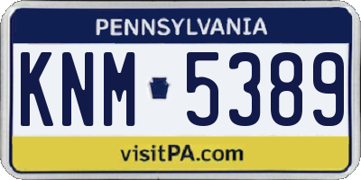 PA license plate KNM5389
