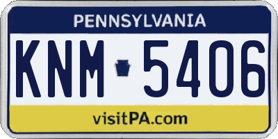 PA license plate KNM5406