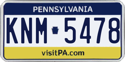 PA license plate KNM5478