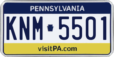 PA license plate KNM5501