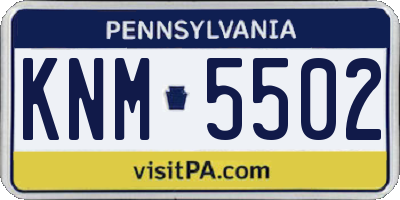 PA license plate KNM5502