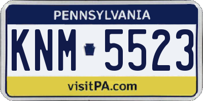 PA license plate KNM5523