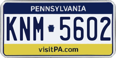 PA license plate KNM5602
