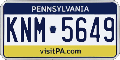 PA license plate KNM5649