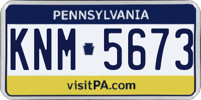 PA license plate KNM5673