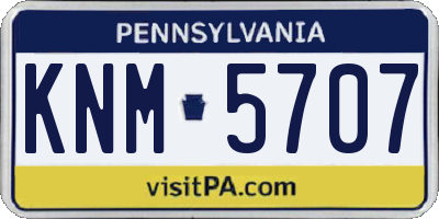PA license plate KNM5707