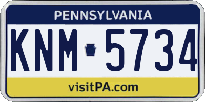 PA license plate KNM5734
