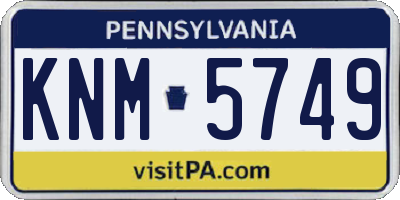 PA license plate KNM5749