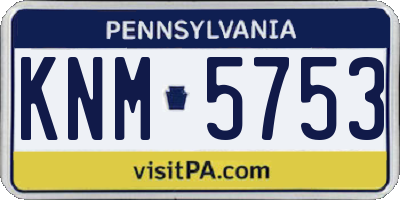 PA license plate KNM5753