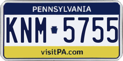 PA license plate KNM5755