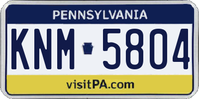 PA license plate KNM5804