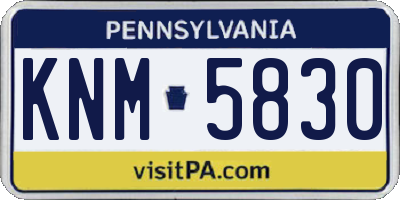 PA license plate KNM5830