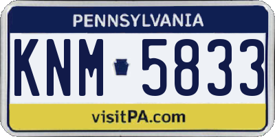 PA license plate KNM5833