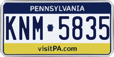 PA license plate KNM5835