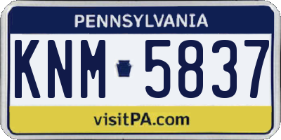 PA license plate KNM5837