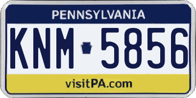 PA license plate KNM5856
