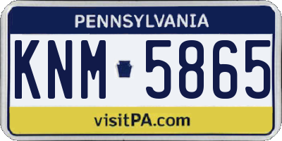 PA license plate KNM5865