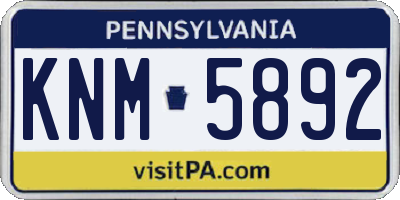 PA license plate KNM5892