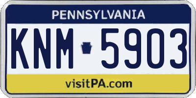 PA license plate KNM5903