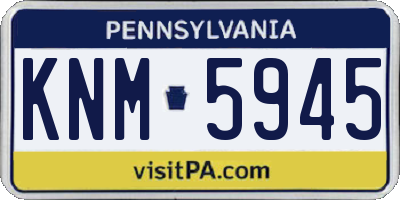 PA license plate KNM5945