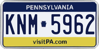 PA license plate KNM5962