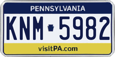 PA license plate KNM5982