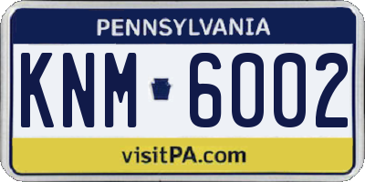PA license plate KNM6002