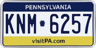 PA license plate KNM6257
