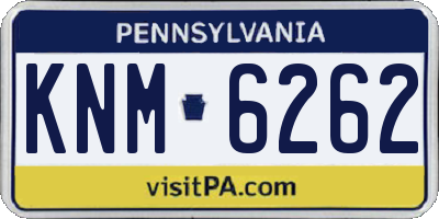 PA license plate KNM6262
