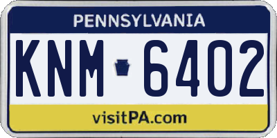 PA license plate KNM6402