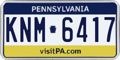 PA license plate KNM6417