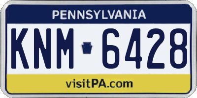 PA license plate KNM6428
