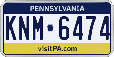 PA license plate KNM6474