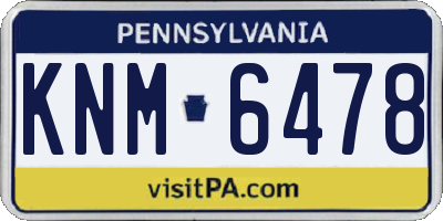 PA license plate KNM6478