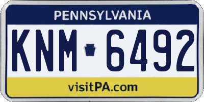 PA license plate KNM6492