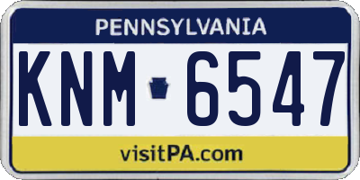 PA license plate KNM6547