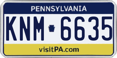 PA license plate KNM6635