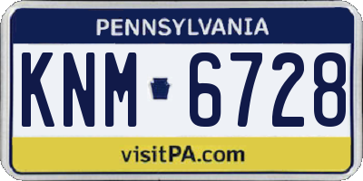 PA license plate KNM6728