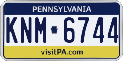 PA license plate KNM6744