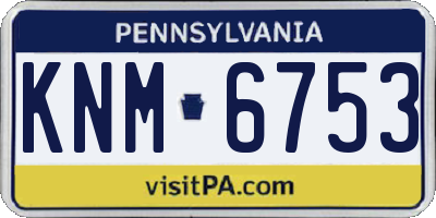 PA license plate KNM6753