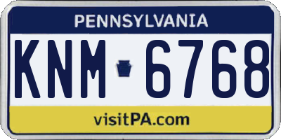 PA license plate KNM6768