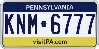 PA license plate KNM6777