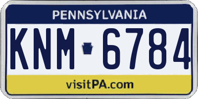 PA license plate KNM6784