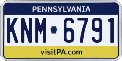 PA license plate KNM6791