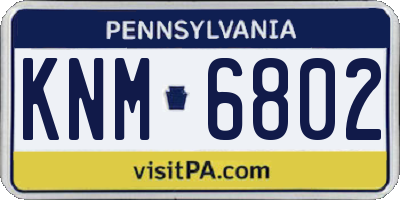 PA license plate KNM6802